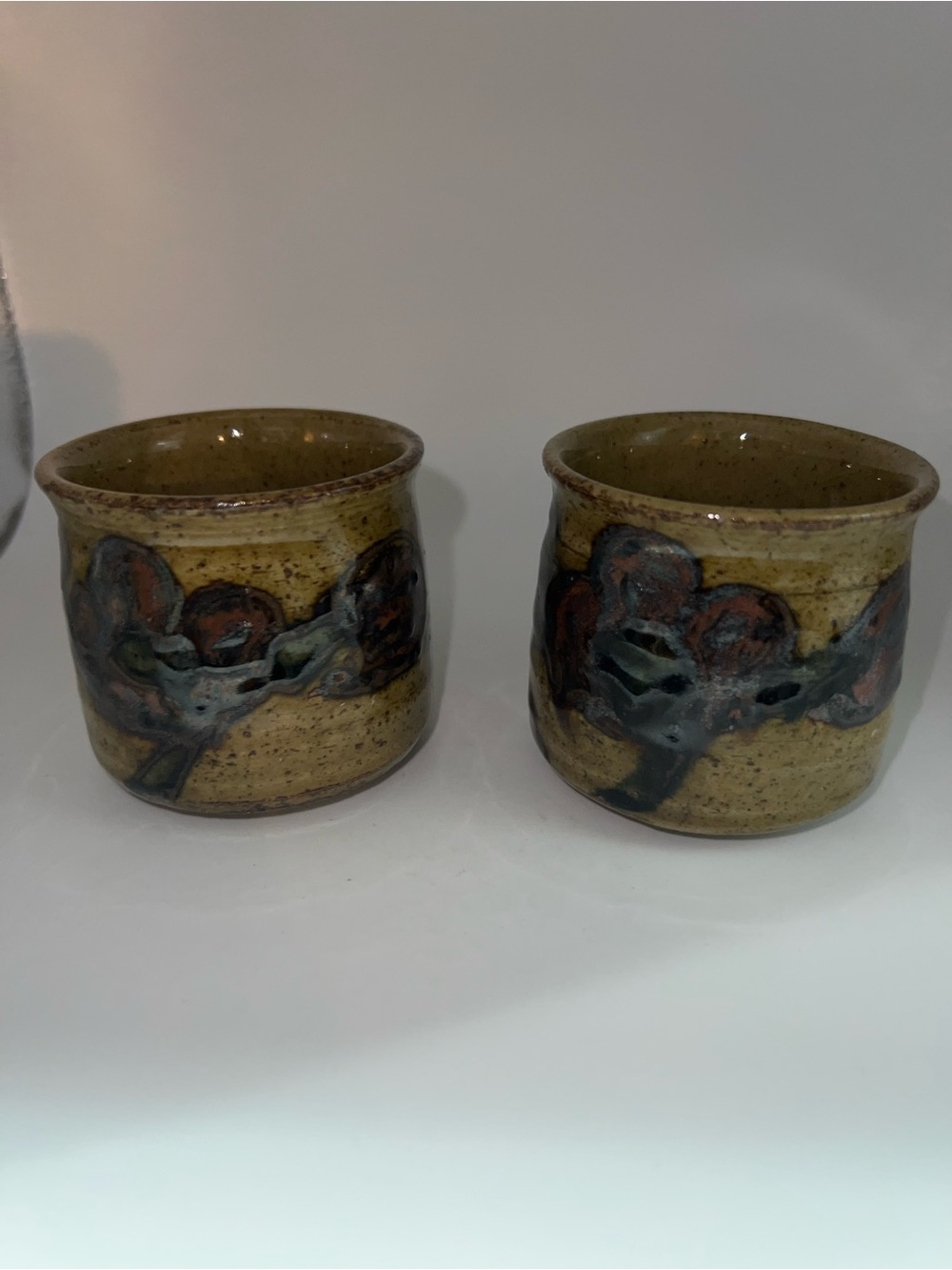 Otagiri Olive and Brown Glazed Ceramic Cups - Set of 2